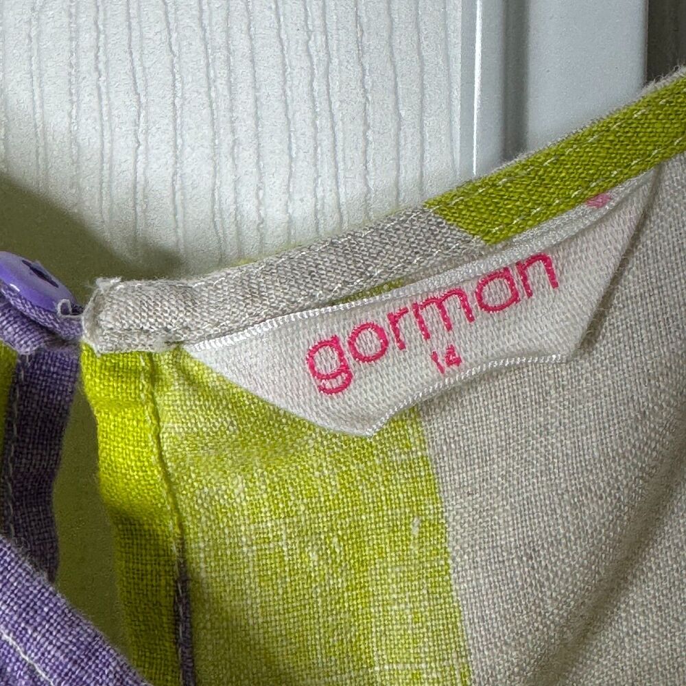 Gorman Mojito 100% Linen Striped Maxi Tiered Dress Pockets Size 14 - Picture 9 of 13